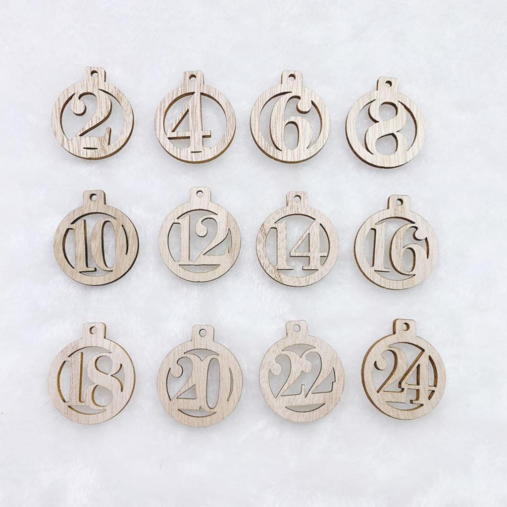 Wooden Advent Calendar Numbers 24 Pieces Wooden Advent Calendar Decoration Advent Calendar Wooden Pendant with Jute Cord