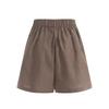Shop   Women Linen Back Banding Shorts Brown Pic Wpt 1395