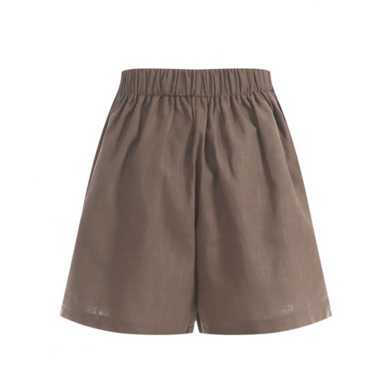 Shop Women Linen Back Banding Shorts Brown Pic Wpt 1395