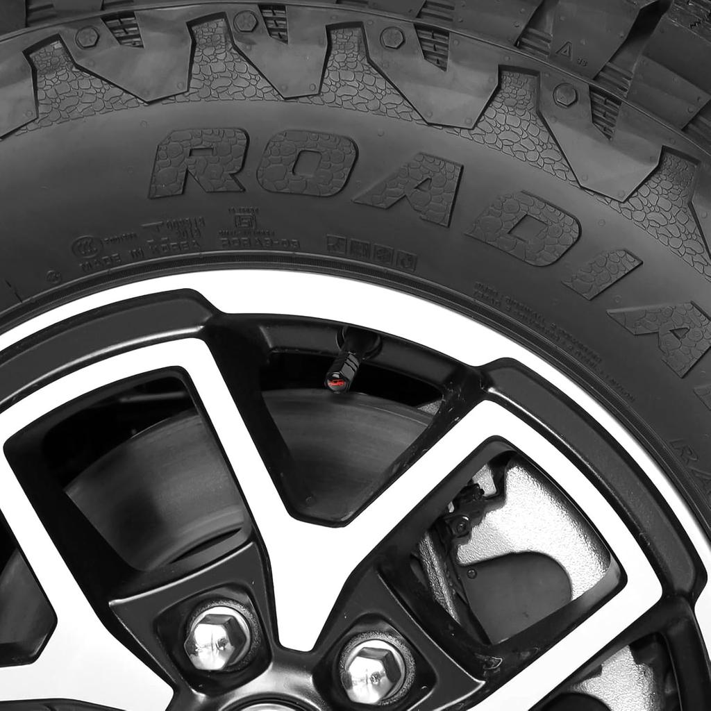 4PCS Car Tire Valve Stem Caps for Jeep Wrangler Accessories Aluminum Alloy Wheel Valve Covers Air Cap Cover Leak-Proof Tire Air Cap Set (Red)