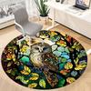 1pc Stained Glass Owl Office Round Area Rug, Under Office Chairs Bedroom Living Room Home Decor, Room Deco