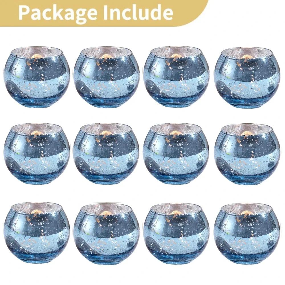 6/12Pcs Mercury Glass Candle Holder Tea Lights Christmas Party Wedding Centerpieces Candlestick for Home Decoration