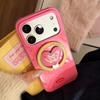 Adorable Kitten Heart-Shaped Stand Phone Case for iPhone 16, iPhone 17, iPhone 17 Pro Max