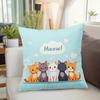 Cute Cartoon Cat Pillowcase Meow Cushion Cover Kawaii Kitten Throw Pillow Animal Lover Gift Pastel Blue Home Decor