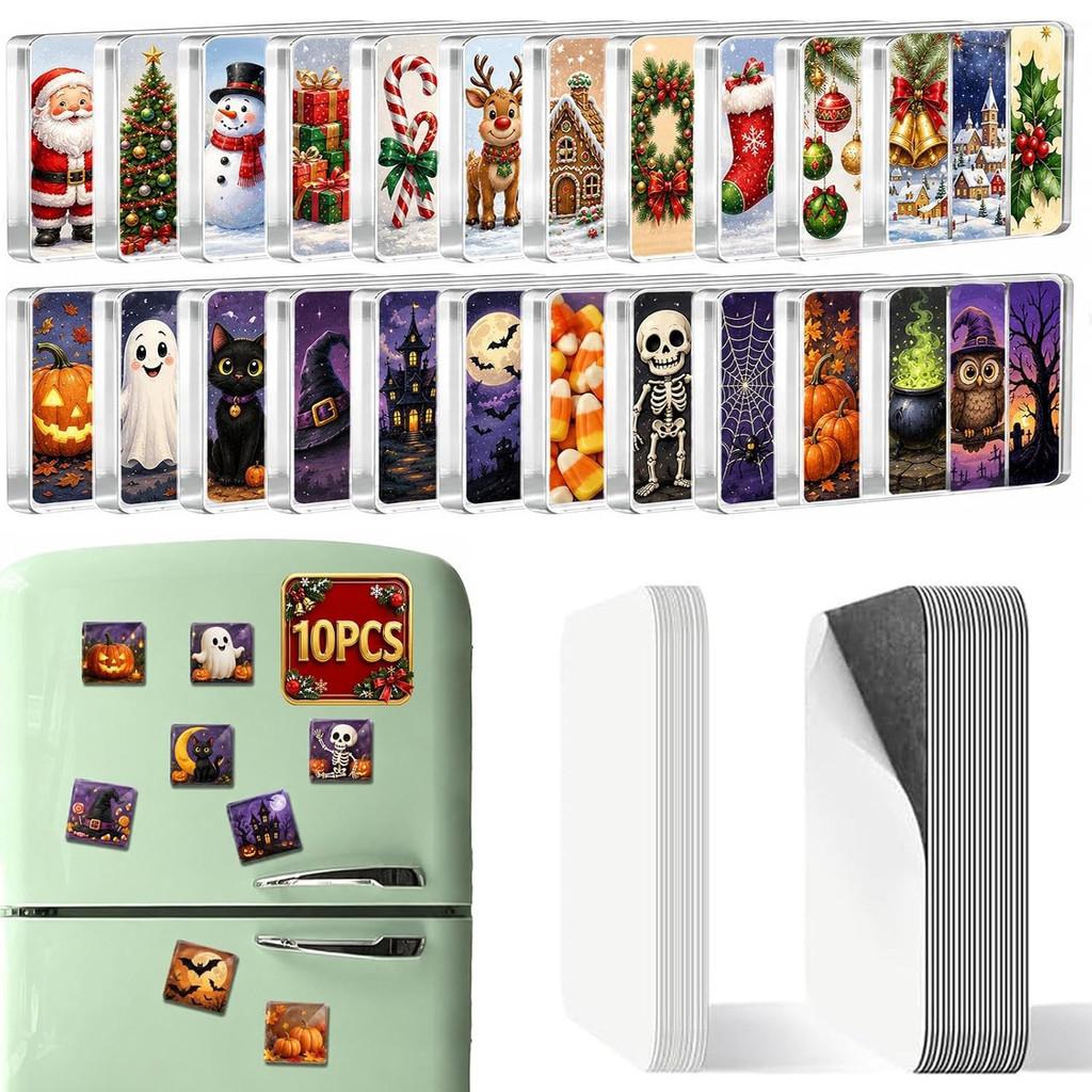 Christmas Theme Acrylic Refrigerator Magnet Set With 3d Halloween Design For Home Decor