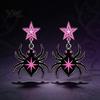 Lightweight Acrylic Jewelry 1 Pair Halloween Theme Earrings for Women, Gothic Pink Spider Party Accessories Dangle Drop Earrings, Spooky Holiday