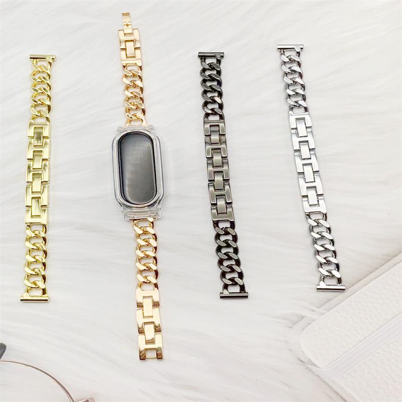 Stylish Metal Denim Chain Watch Band for Xiaomi Mi Band 8/9 - Women's 12-18mm Single Row Design