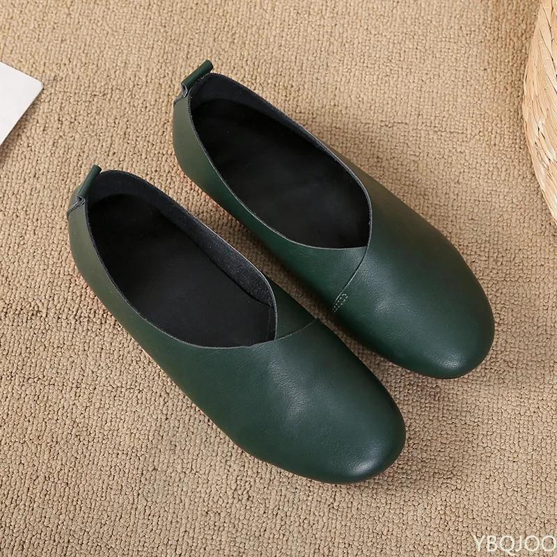 Fashion 2025 Genuine Leather Flat Shoes Woman Hand-sewn Leather Loafers Cowhide Flexible Spring Casual Shoes Women Flats Women Shoes