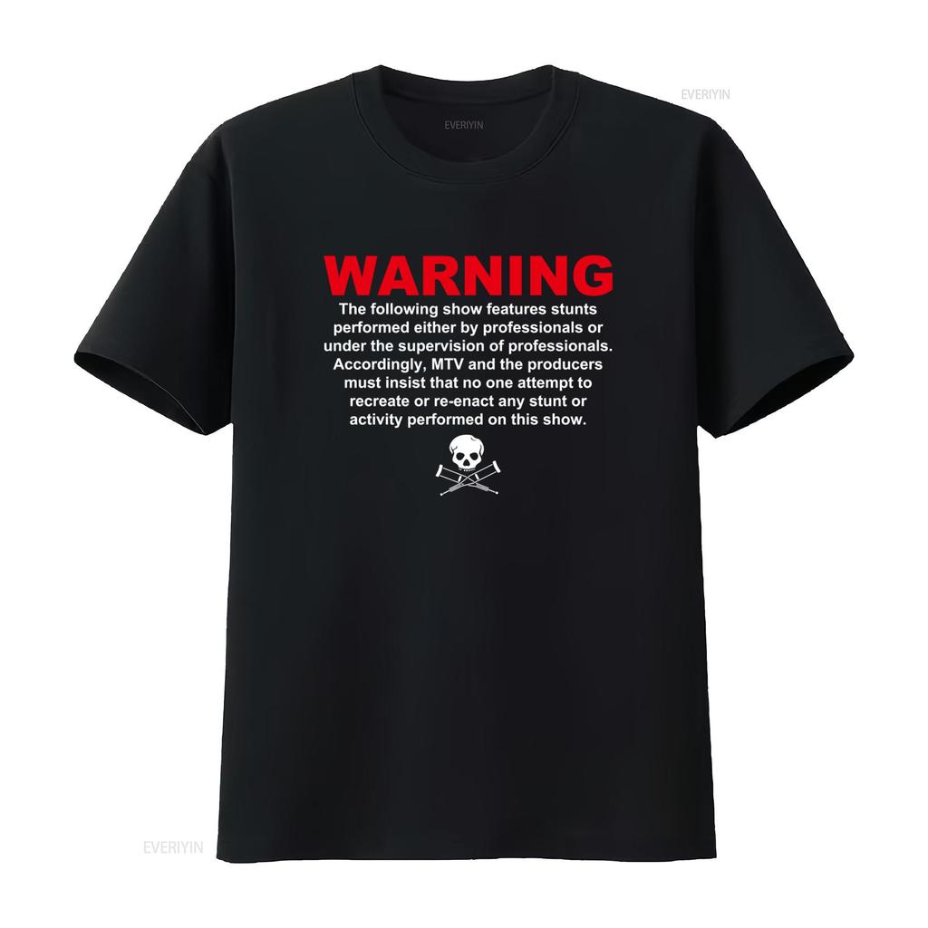 Jackass Der Film Werbe Warnung Totenkopf Gekreuzte Krücken T-Shirt vintage Gewaschen Designer Kleidung Atmungsaktiv homme Grafik