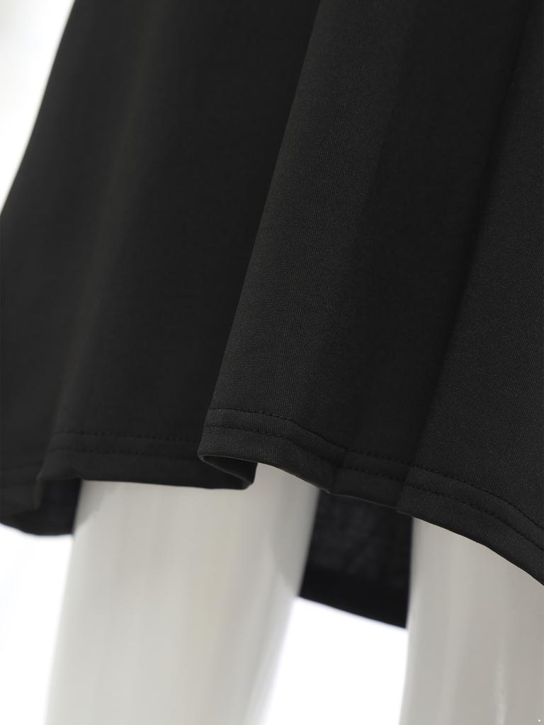 Girls Nun Halloween Costume Long Sleeve Contrast Color Stretch Dress Matching Nun Hat Accessory Set