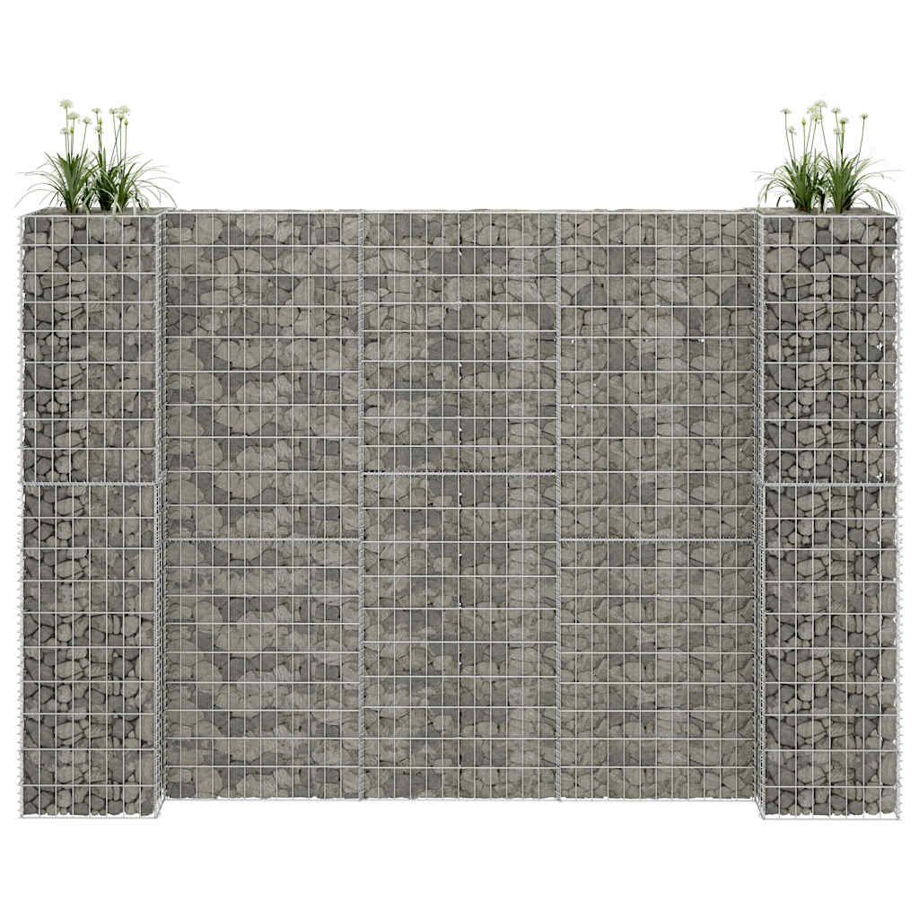 vidaXL H-förmiger Gabionen-Pflanzkorb Stahldraht 260x40x180 cm silber