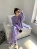 Purple Women’s Casual Running Sportswear Set - 2025 Spring/Autumn Fashion: Loose Sweatshirt & Long Pants Two-Piece.