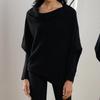 Solid Color Round Neck Ruched Pullover - European & American Style, Long Sleeve, Comfortable Knit