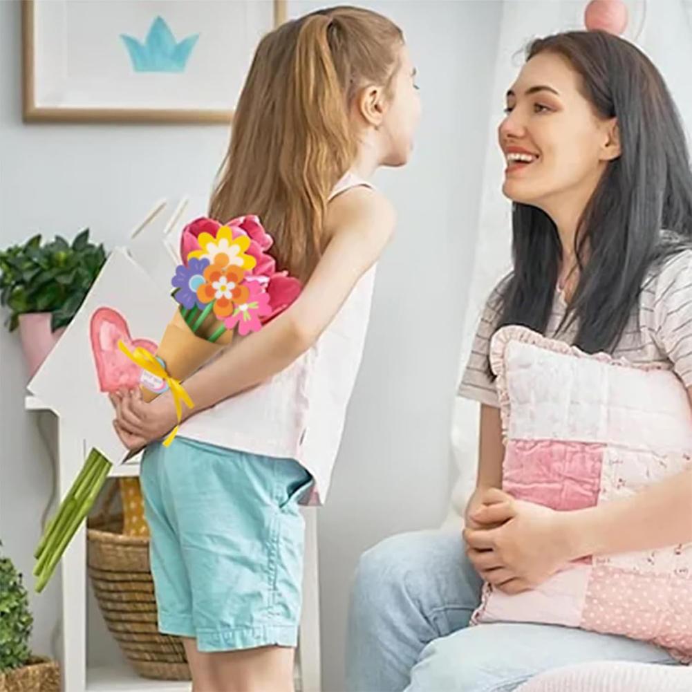 Zestaw 24 Bukiet Kwiatów Zestaw do Rękodzieła Bukiet Kwiatów na Dzień Matki Rękodzieło DIY Dziękczynny Prezent Rękodzieło dla Dzieci Stwórz Własny Bukiet Kwiatów