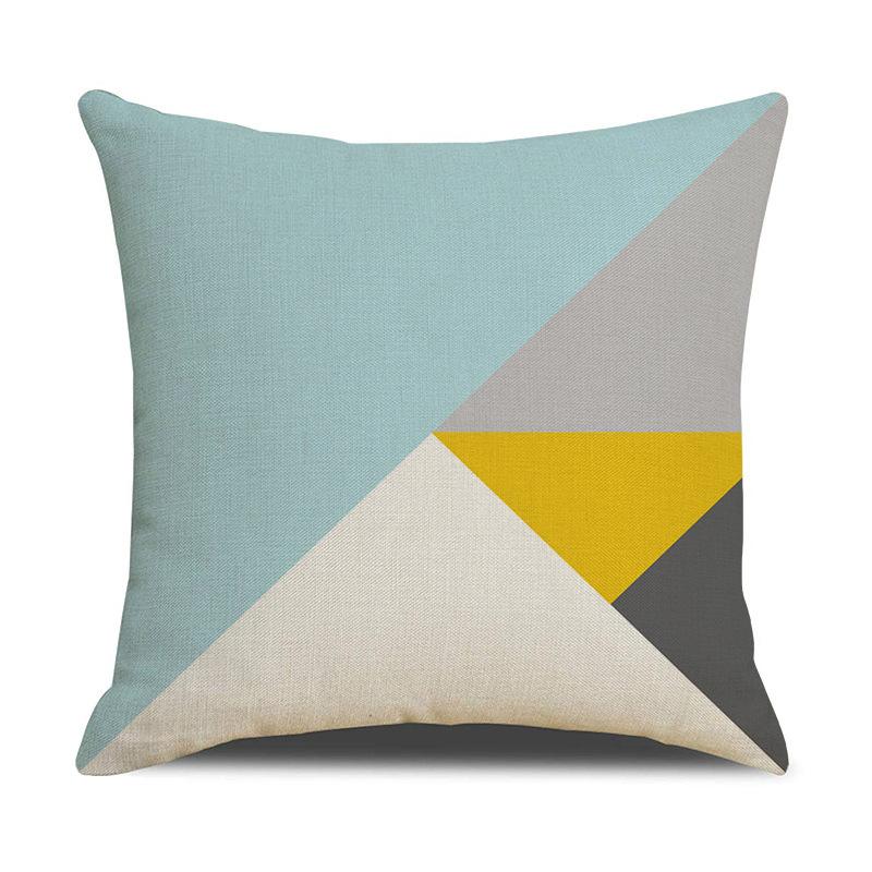 Modern Simple Yellow and Green Geometric Figure Linen Pillow Case Striped Sofa Pillow Household Products