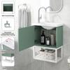 Bathroom Sink Cabinet Open Shelf Golden Handle Modern Green White Easy Assembly Solid MDF Lavatory Wall Mount Basin Vanity Cabinet