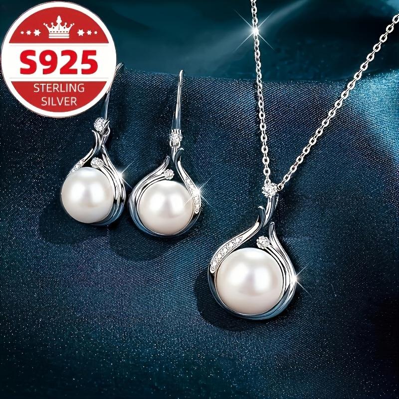 New Pure Silver Versatile Pendant Necklace and Earring Set, Essential Women s Jewelry, Perfect Gift for Valentine s Day and Mother s Day серебряный