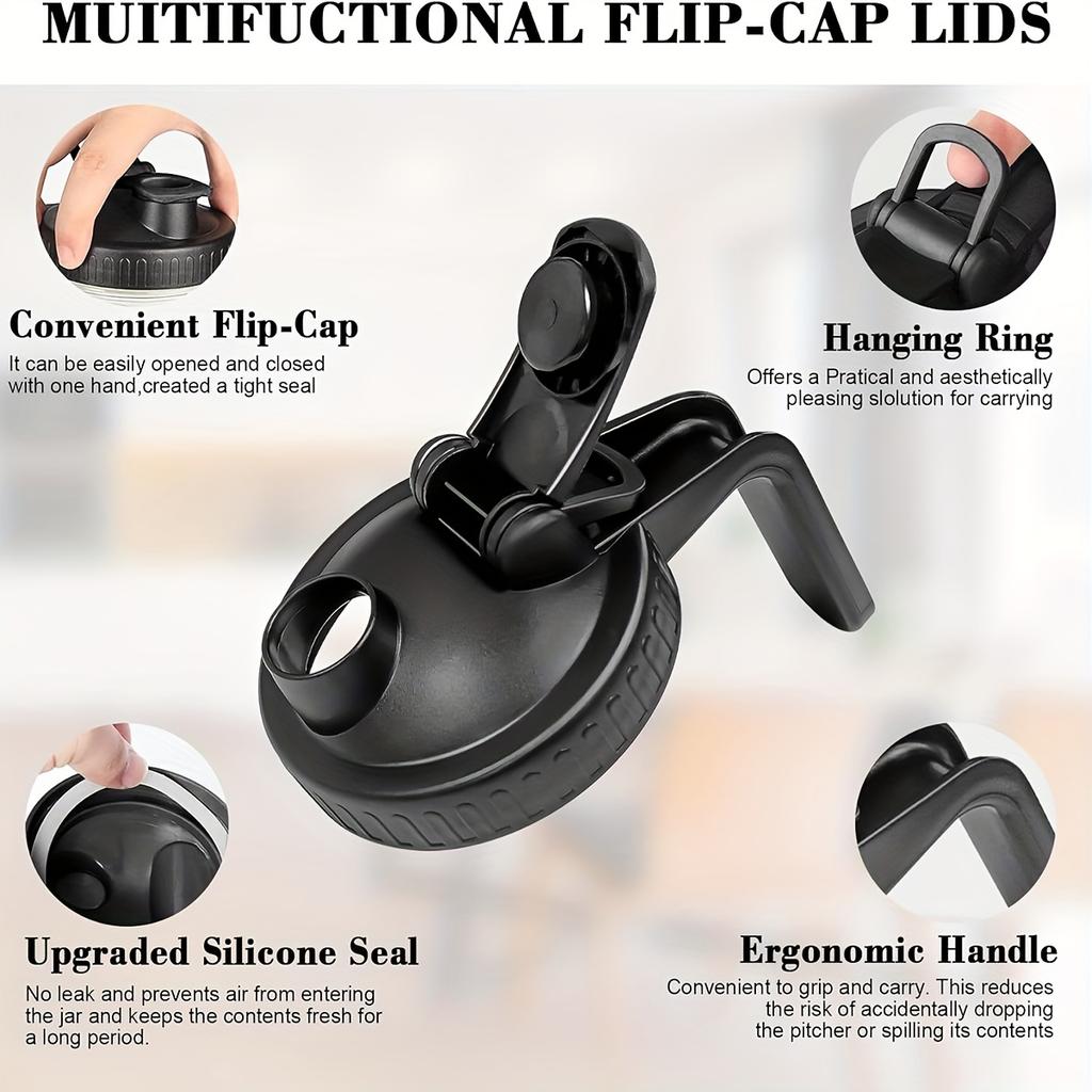 1pc-Mason Jar Pitcher, 64OZ Breast Milk Pitcher Double Leak Proof With Pour Spout Handle, Wide Mouth Iced Tea Pitcher For Fridge