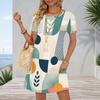 Women Plus Size Round Neck Short Sleeve Polka Dot Printed A Line Midi Dress
