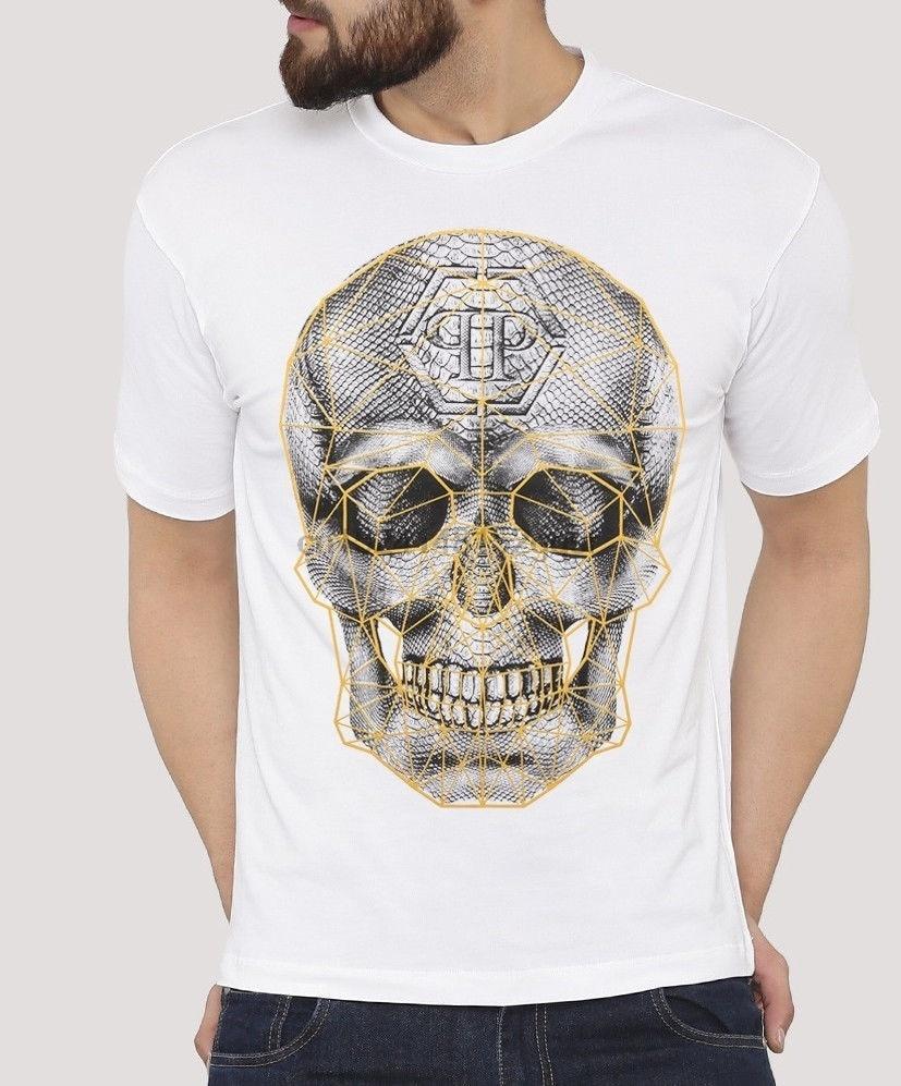 

Ретро 1Phillip 1Plein Графическая футболка унисекс Футболка в стиле хип-хоп Новинка футболки Одежда