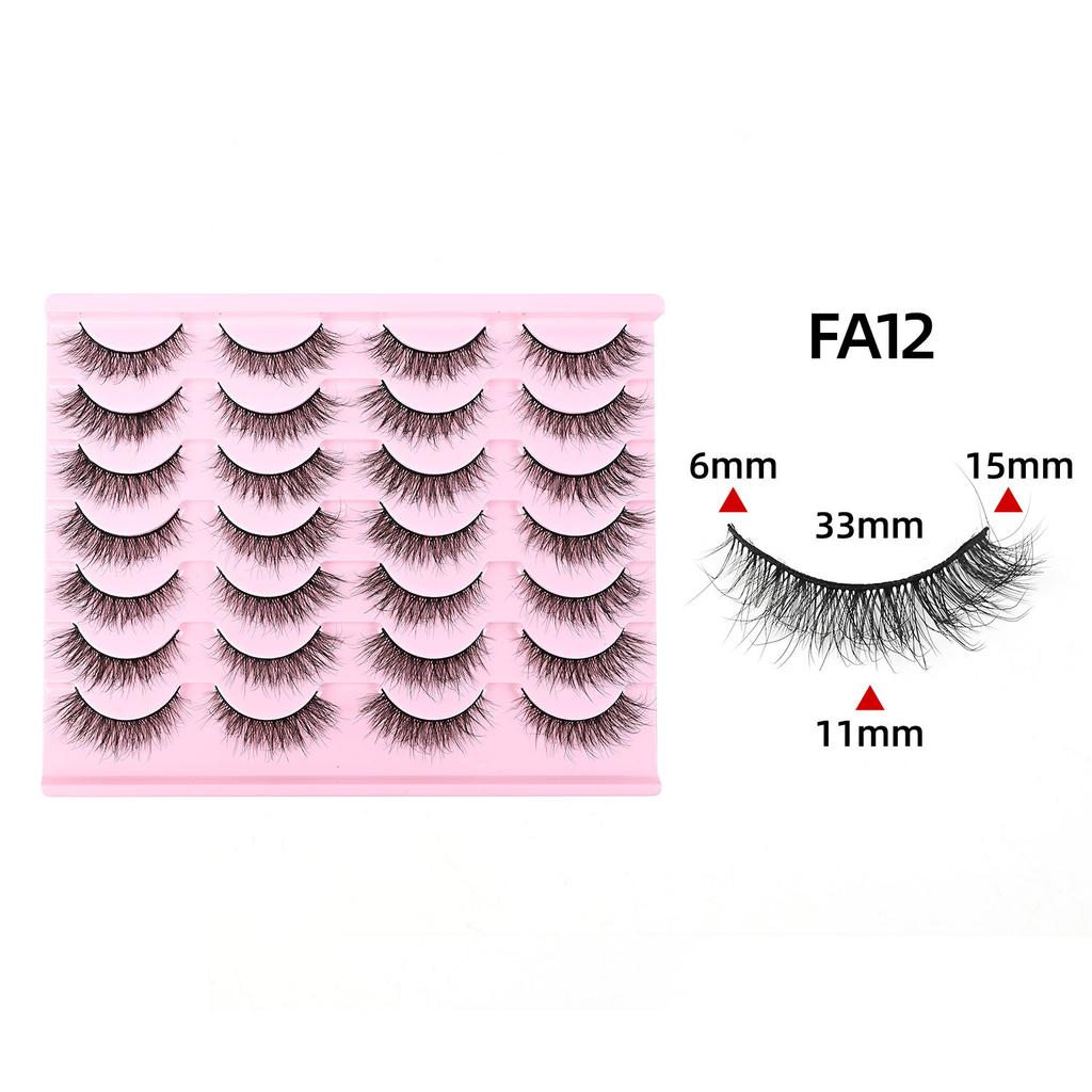 Cross-border European and American Style Flared Lashes, 14 Pairs of Thick, Curled, Naturally Three-dimensional One-piece Lashes