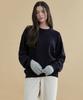 Plack Woman Cable Basic Round Neck Knit Dark Navy