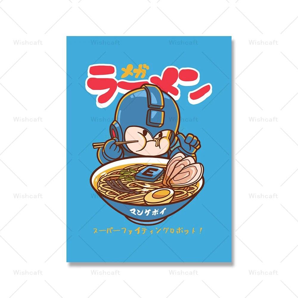 Japanese Anime Cartoon Character Ramen Food Wall Art Prints Funny Noodles Poster Kitchen Art Canvas Painting Pictures Home Decor No Frame