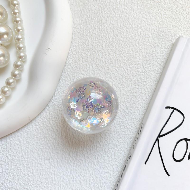 

Small Niche Phone Airbag Holder Transparent Heart-shaped Sequin Aurora Ins Wind Crystal Ball Shell Back Sticker Stable Portable