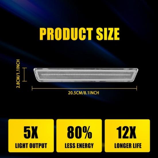 Clear LED Rear Side Lens Bumper Marker 2015- 2X For Light Challenger Dodge