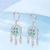 925 Silver DreamCatcher Hoop Earrings Turquoise Zircon Earrings For Women Fine Birthday Jewelry Gifts