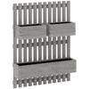 Wall-mounted Wooden Garden Planters with Trellis, Drainage Holes and 3 Planter Boxes for Patio, Grey