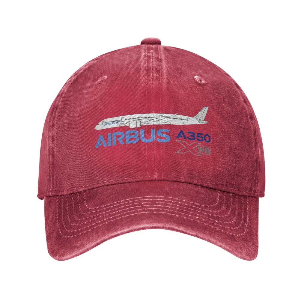 Airbus A350 Line Drawing Sun Baseball Cap  Fitted Retro Couple Women Washed Trucker Hat High Quality Outdoor Sports Snapback Cap
