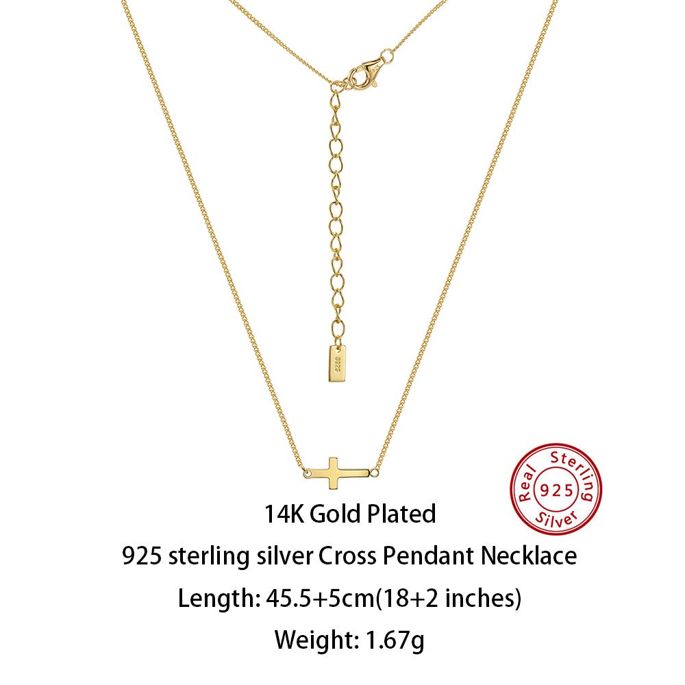 Effie Queen 925 Sterling Silber Texturiertes Kreuzketten-Choker-Halsband für Damen Einfache Geometrische Kreuz-Anhänger Feiner Schmuck SC96