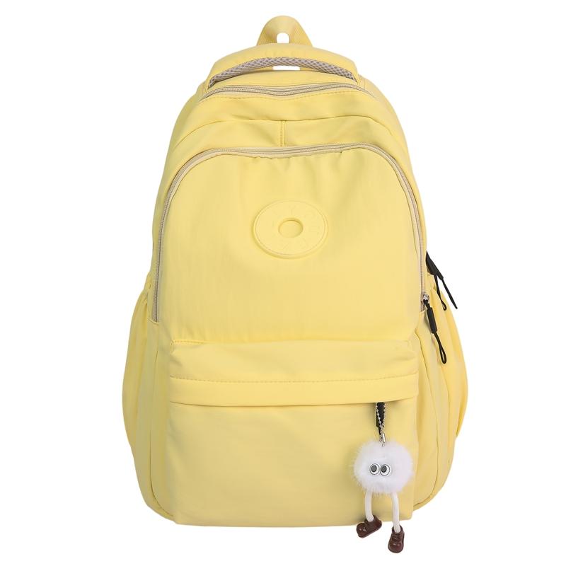 Solid Color Girl's Backpack Junior High School Students School Bag Lightweight Large Capacity Backpack