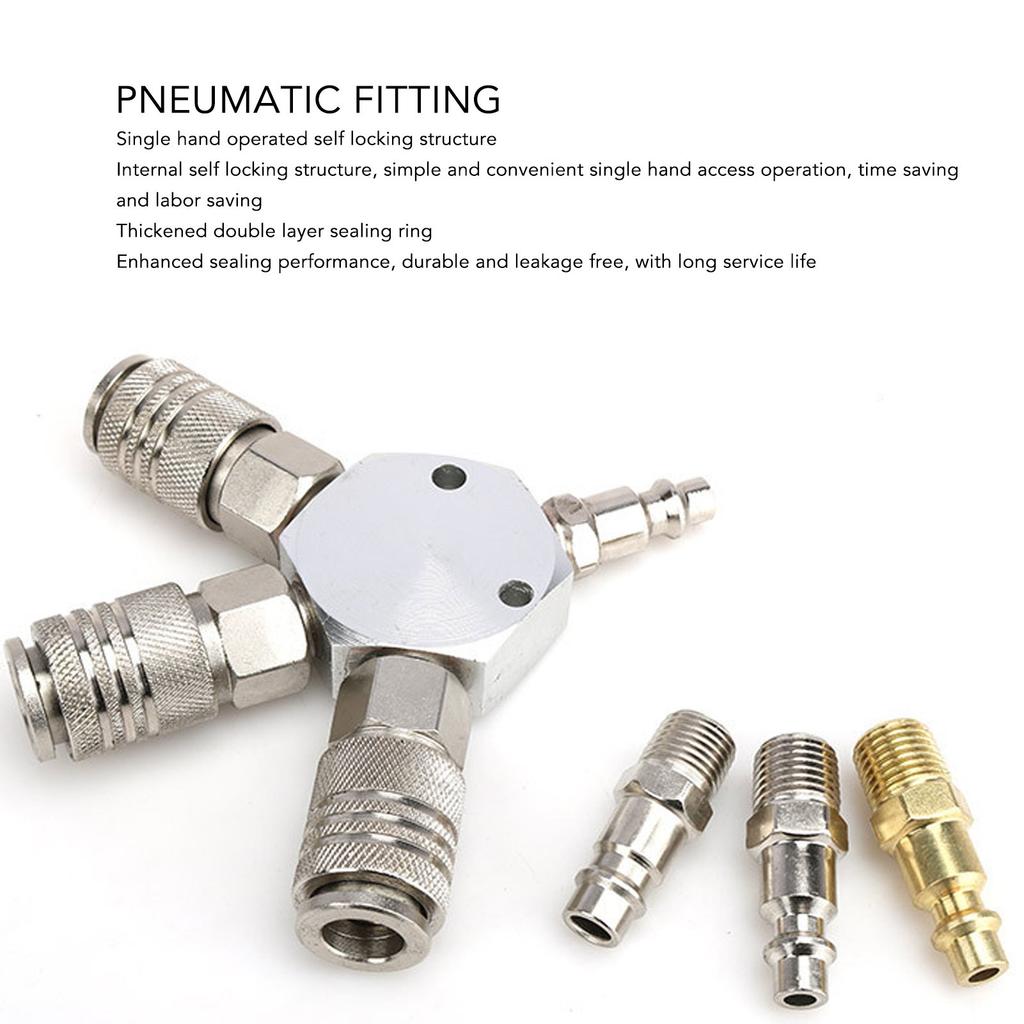 3 Way Air Splitter 1/4 Inch NPT Male Thread 3 Way Manifold Aluminum Alloy Pneumatic Fitting for Industrial