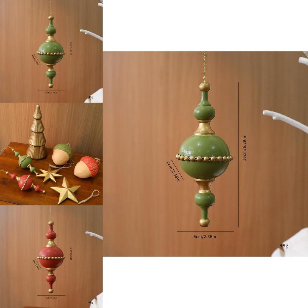 Christmas Tree Wooden Acorn Star Decor With Gold And Red Ornaments For Festive Decor