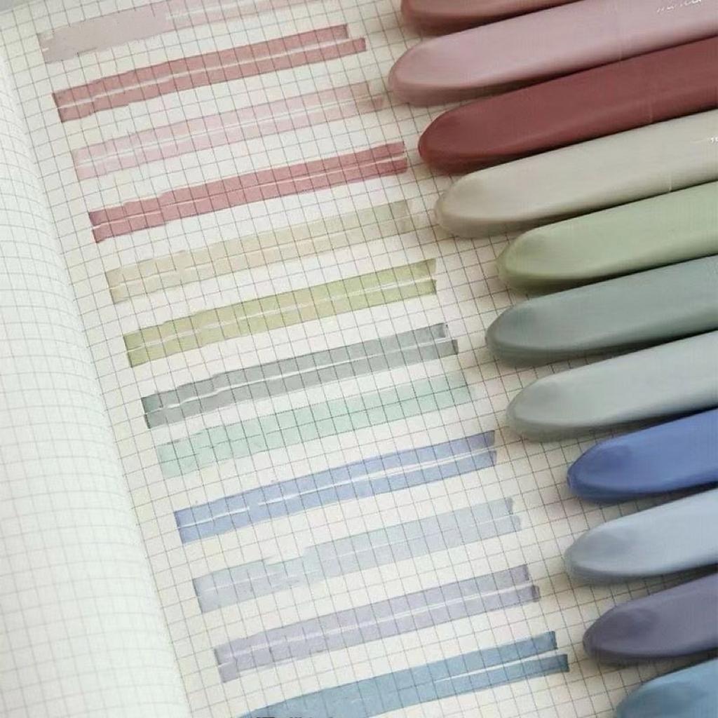 12pcs Random Color Highlighter Pen Set, For Underline, Back To School, School Supplies