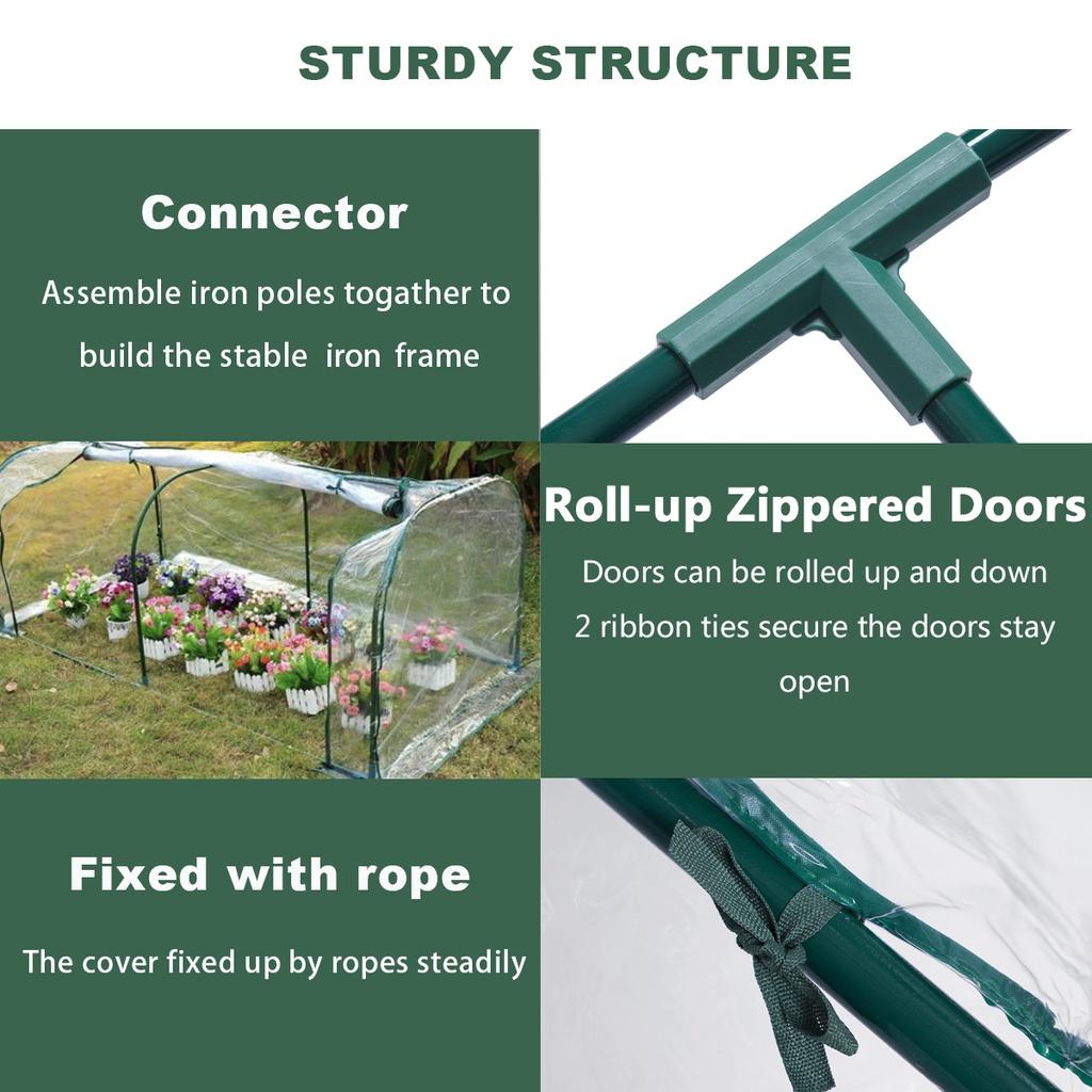 120/180/270cm Outdoor House Canopy Complete Plant Gardening Green with Frame Cover Tunnel New Greenhouse Flower Garden Shed