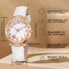 Rhinestones Ladies Diamond Inlay Quartz Watches Electronic Starfish Dial Quartz Wristwatch Leather Strap Watch Bracelet Set