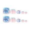 Blue 3D flower foot nail piece, hot-selling in summer, wearing nail toenail piece, French manicure toenail piece