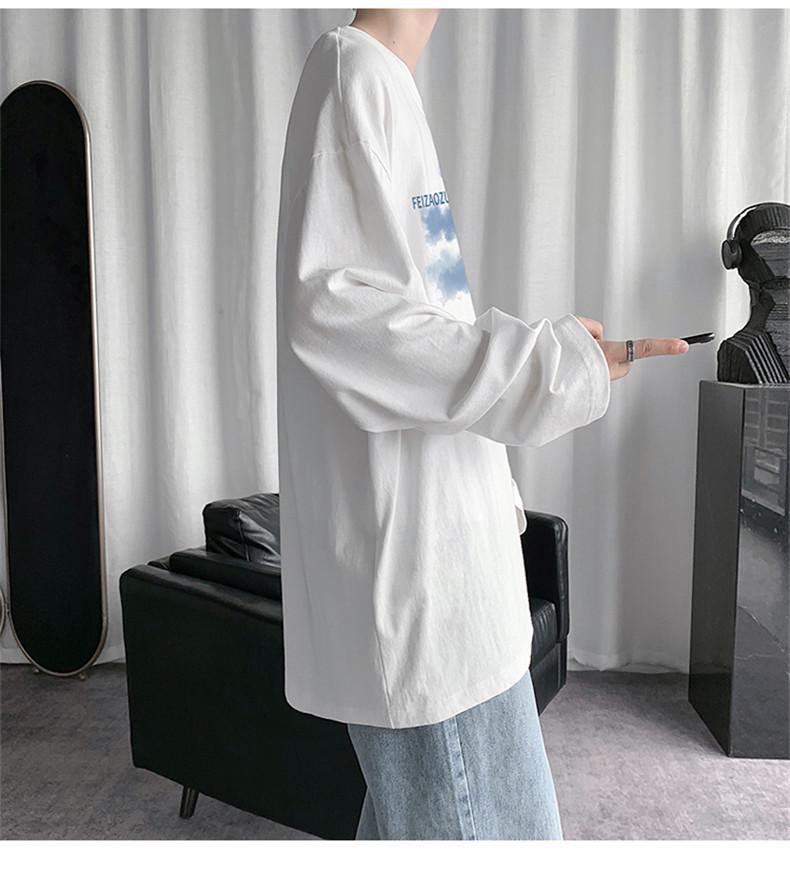 2023 Men's Autumn Long-Sleeve Trendy Hong Kong Style Sweatshirt - Loose Casual Couple Bottoming Shirt