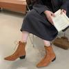 Autumn and Winter New Fashionable Temperament Medium Boots Women's Thick Heel Pointed Leather Strap Punk Style Short Boots