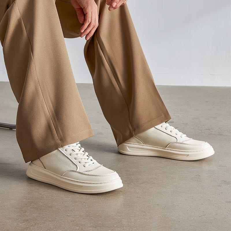 HAUT TON Men's Leather White Skate Shoes B001