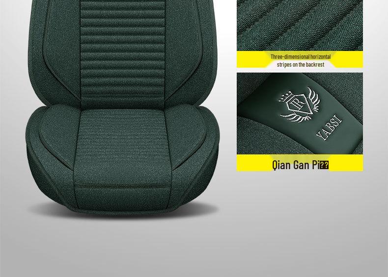 Universal Breathable Linen Seat Cover Set for Five-Seater Cars - Durable and Fully Enclosed