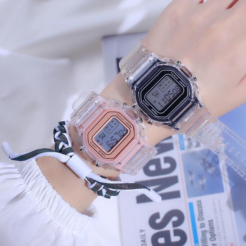 New Korean-Style Transparent Strap Small Square Multi-Function Waterproof Sports Watch for Students