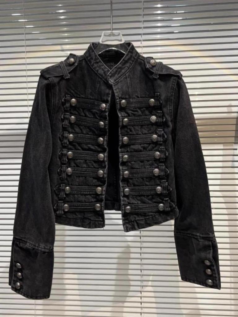 Women's Slim Stand Collar Long Sleeve Denim Jacket - Trendy Spring & Autumn Style
