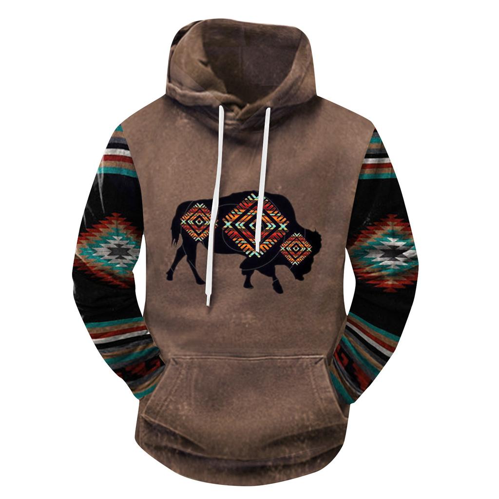 Volný pánský a dámský svetr s dlouhým rukávem a kapucí s módním potiskem