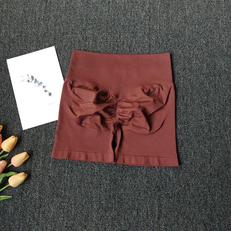 

Peach Butt Fitness Shorts for Women, Sports Butt-Lifting European and American Style Yoga Shorts, High-Waisted Tummy Control, High-Elastic Tight Pants Chestnut Color S