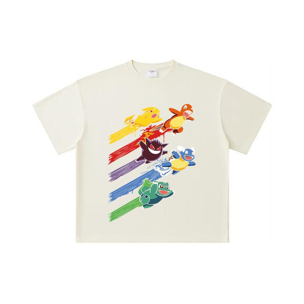 260 GSM Double Yarn 32 Count 100% Cotton Pokemon V21 Print Unisex Heavy Cotton T Shirt