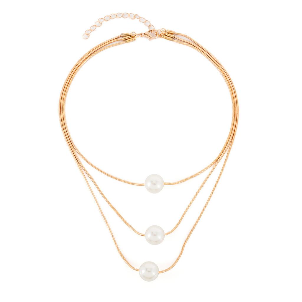 European and American Temperament Pearl Pendant Necklace, French Multi-layer Stacked Collarbone Chain Jewelry